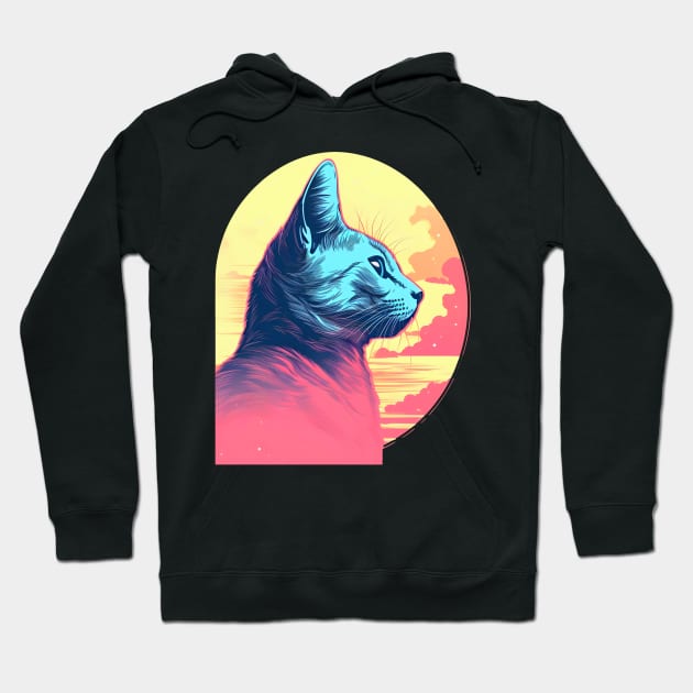 Vintage Vibes: Cat Dad in Pastel Sunset - A Timeless Celebration of Feline Love! Hoodie by InkInspire